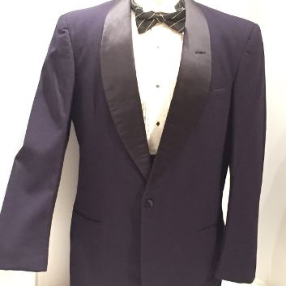 Vintage After Six Navy-Blue Shawk-Collar Tuxedo